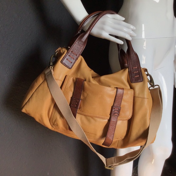 Anthropologie Handbags - Cynthia Rowley Mustard Brown Leather Satchel Bag